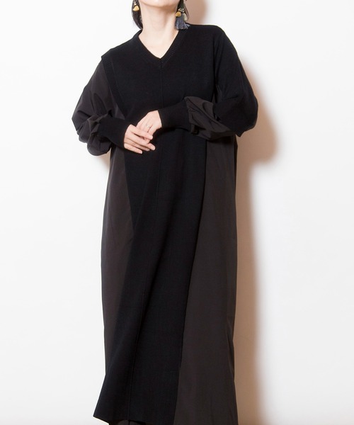 切替配色ニットワンピース（ワンピース）｜OSMOSIS（オズモーシス）の