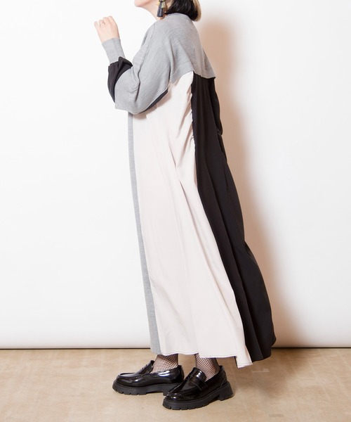 切替配色ニットワンピース（ワンピース）｜OSMOSIS（オズモーシス）の