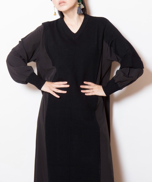 切替配色ニットワンピース（ワンピース）｜OSMOSIS（オズモーシス）の