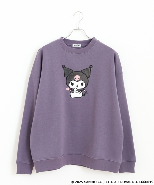 sanrio（サンリオ）の「サンリオキャラクターズ サガラ刺繍 裏起毛ビッグシルエットトレーナー（スウェット・レディース・ダークブルー/オフホワイト/ホワイト系/ダークラベンダー/ダークブラウン/ホワイト系2/クリーム/ホワイト系3/ブラック/ライトピンク/ブラック系/オートミール/ネイビー/ベージュ・FREE）」の15枚目の写真