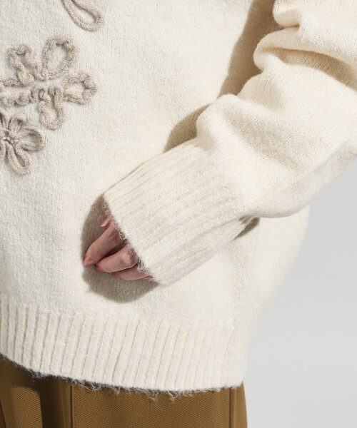 セール】配色 コード刺繍 花柄 ニット カーディガン（カーディガン