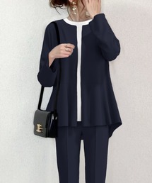 パンツスーツ ノーカラージャケット」に該当するレディース
