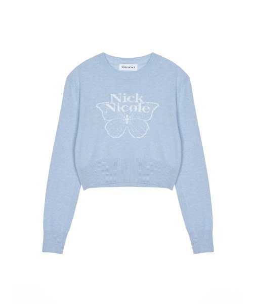 NICK&NICOLE(ニックアンドニコール)の「CASHMERE BUTTERFLY SIGNATURE CROP KNIT_SKY BLUE(ニット/セーター・レディース・その他・FREE)」の5枚目の写真