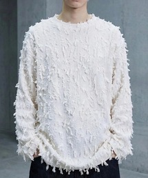 A'GEM/9 × .kom 『BENUSTA/ベヌスタ』 Fringe Texture Crew Neck Knit/フリンジテクスチャークルーネックニット