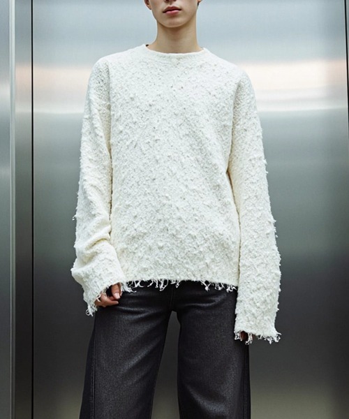 14AW Stone  Vneck knit S 美品 09 Giza cotton vneck knit vest (Red) | UNFOLK