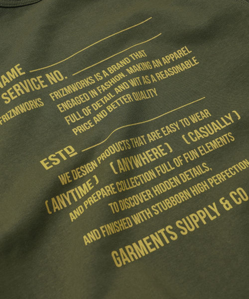 FRIZMWORKS(フリズムワークス)の「SERVICE LABEL SWEATSHIRT _ OLIVE(スウェット・メンズ・その他・SMALL/MEDIUM/LARGE/X-LARGE)」の6枚目の写真