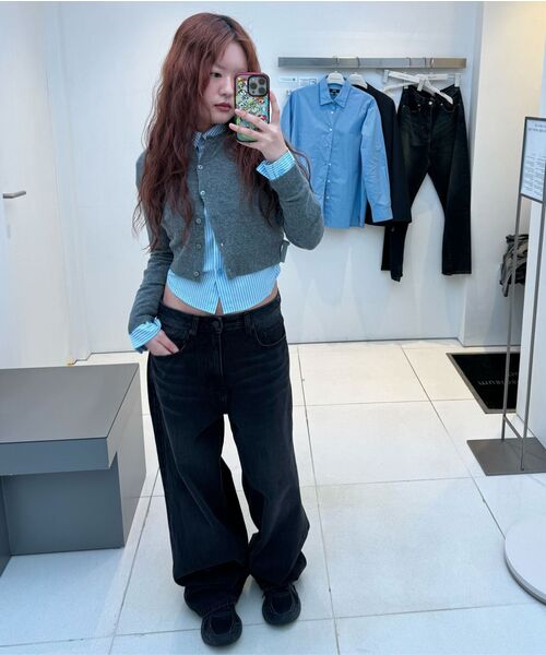 MUSINSA STANDARD WOMAN（ムシンサスタンダードウーマン）の「ウィメンズラムウールラウンドネッククロップカーディガン[ミディアムグレー]（カーディガン/ボレロ・レディース・その他・SMALL/MEDIUM/LARGE/X-SMALL）」の9枚目の写真