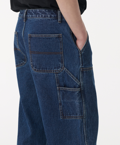 MUSINSA STANDARD（ムシンサスタンダード）の「デニムワイドダブルニーカーペンターパンツ [ミディアムインディゴ]（デニムパンツ・メンズ・その他・40/38/42/36/34/32/30/31/33/26/27/28/29）」の7枚目の写真