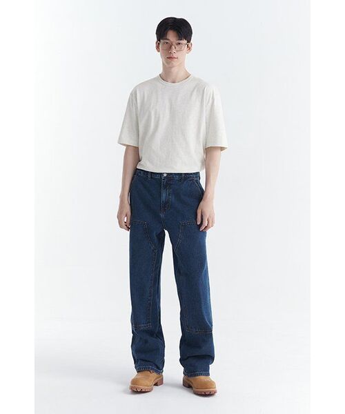 MUSINSA STANDARD（ムシンサスタンダード）の「デニムワイドダブルニーカーペンターパンツ [ミディアムインディゴ]（デニムパンツ・メンズ・その他・40/38/42/36/34/32/30/31/33/26/27/28/29）」の19枚目の写真