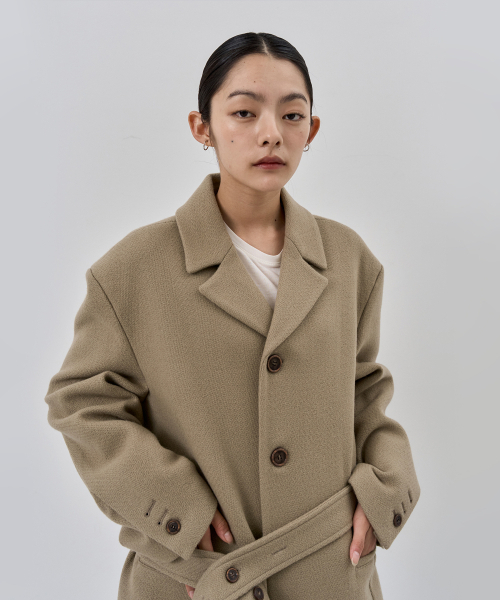 NUAKLE(ヌアクル)の「(w) ロー フェルスト ウール コート_サンド ベージュ(チェスターコート・レディース・その他・1/2)」の5枚目の写真