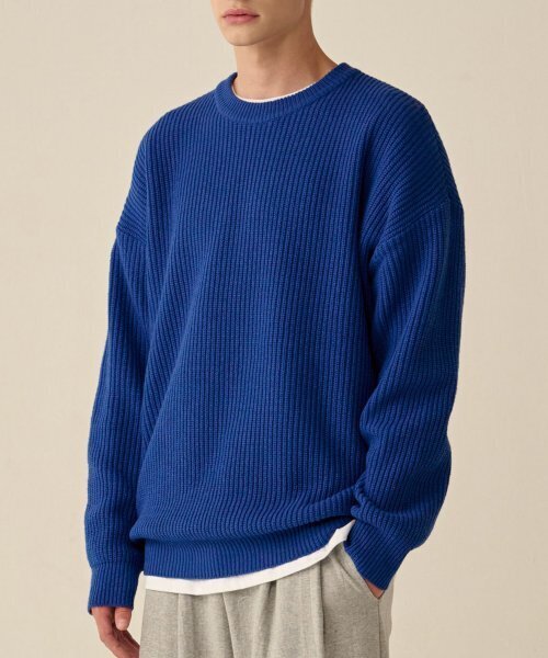 TAKEASY（テイクイージー）の「ラムスウールクルーネックオーバーニット（ブルー）（ニット/セーター・メンズ・その他・SMALL/MEDIUM/LARGE）」の10枚目の写真