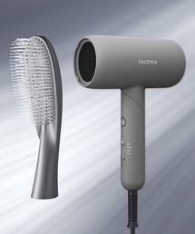SALONIA（サロニア）の「SALONIA サロニア スムースシャイン ドライヤー ヘアブラシ 2点セット 大風量 速乾 軽量 ヘアドライヤー ヘアダイコーム スカルプケア ツヤ髪（美容器具）」