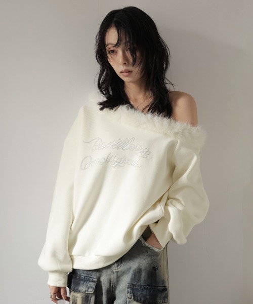 Ulysses(ユリシス)の「ファー付きオフショルスウェット(スウェット・レディース・グレー/ダークグレー/アイボリー・F)」の17枚目の写真
