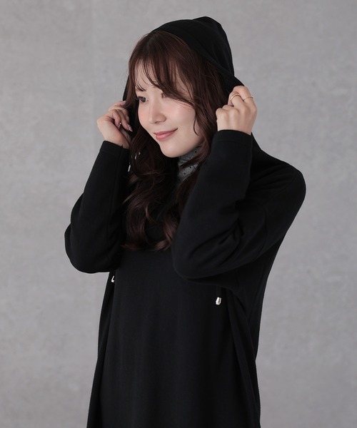 Lace Ladies(レースレディース)の「ボーダー柄 フーデット 長袖 ニット ワンピース(ワンピース・レディース・ブラック/ブラック×ホワイト/ホワイト×ブラック・FREE)」の15枚目の写真