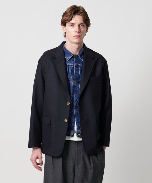美品★UNITED ARROWS シルク テーラードジャケット ネイビー 46 美品☆UNITED ARROWS シルク テーラードジャケット ネイビー 46 UNITED