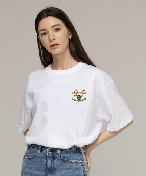 GRAVER（グレーバー）の「[ユニセックス]スモールマルチカラースマイルレオパード半袖Tシャツ_ホワイト（Tシャツ/カットソー・レディース・ホワイト・MEDIUM/LARGE/X-LARGE/SMALL）」の2枚目の写真
