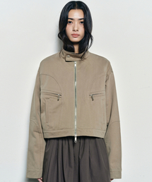 DENIM CROP UTILITY JACKET_KHAKI
