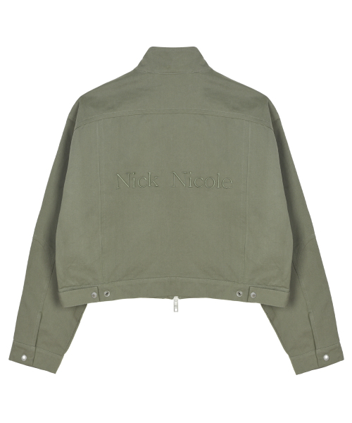 NICK&NICOLE(ニックアンドニコール)の「DENIM CROP UTILITY JACKET_KHAKI(ナイロンジャケット・レディース・カーキ・FREE)」の5枚目の写真