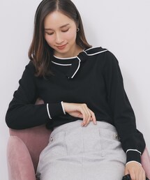 index | サイドリボンバイカラーニット【洗濯機OK】(ニット/セーター)