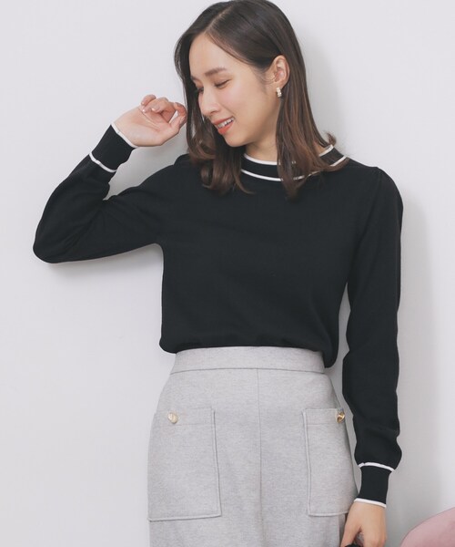 index（インデックス）の「サイドリボンバイカラーニット【洗濯機OK】（ニット/セーター・レディース・ベージュ系その他7/サックスブルー系4/ホワイト系9/ブラック系4/イエロー系その他6・36/38/40/42）」の7枚目の写真