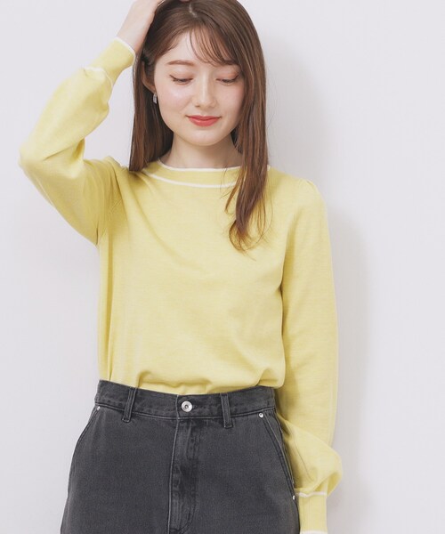 index（インデックス）の「サイドリボンバイカラーニット【洗濯機OK】（ニット/セーター・レディース・ベージュ系その他7/サックスブルー系4/ホワイト系9/ブラック系4/イエロー系その他6・36/38/40/42）」の16枚目の写真