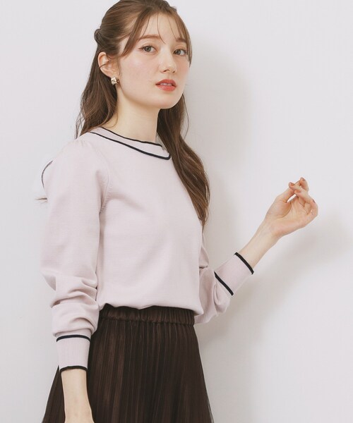 index（インデックス）の「サイドリボンバイカラーニット【洗濯機OK】（ニット/セーター・レディース・ベージュ系その他7/サックスブルー系4/ホワイト系9/ブラック系4/イエロー系その他6・36/38/40/42）」の22枚目の写真