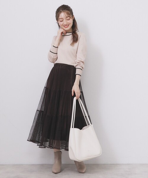 index（インデックス）の「サイドリボンバイカラーニット【洗濯機OK】（ニット/セーター・レディース・ベージュ系その他7/サックスブルー系4/ホワイト系9/ブラック系4/イエロー系その他6・36/38/40/42）」の21枚目の写真