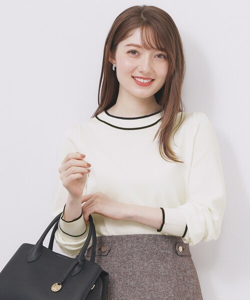 index（インデックス）の「サイドリボンバイカラーニット【洗濯機OK】（ニット/セーター・レディース・ベージュ系その他7/サックスブルー系4/ホワイト系9/ブラック系4/イエロー系その他6・36/38/40/42）」の13枚目の写真