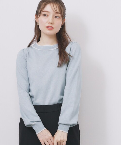 index（インデックス）の「サイドリボンバイカラーニット【洗濯機OK】（ニット/セーター・レディース・ベージュ系その他7/サックスブルー系4/ホワイト系9/ブラック系4/イエロー系その他6・36/38/40/42）」の9枚目の写真