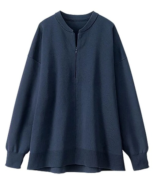 BELLUNA PLUS(ベルーナ)の「ハーフジップスポンディッシュニット(ニット/セーター・レディース・ネイビー/ピンク/アイボリー系・MEDIUM/LARGE/X-LARGE)」の7枚目の写真