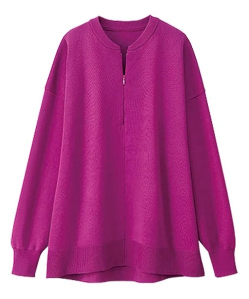 BELLUNA PLUS(ベルーナ)の「ハーフジップスポンディッシュニット(ニット/セーター・レディース・ネイビー/ピンク/アイボリー系・MEDIUM/LARGE/X-LARGE)」の8枚目の写真