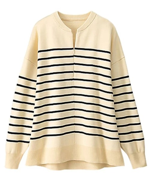 BELLUNA PLUS(ベルーナ)の「ハーフジップスポンディッシュニット(ニット/セーター・レディース・ネイビー/ピンク/アイボリー系・MEDIUM/LARGE/X-LARGE)」の6枚目の写真