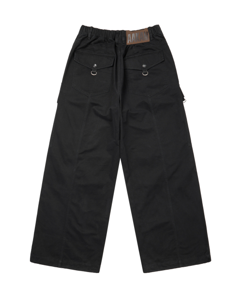 AAKAM Knee Pin-tuck Cargo Pants カーゴパンツ Knee Pin-Tuck Zippered Cargo Pants (Black)（その他パンツ）｜AAKAM
