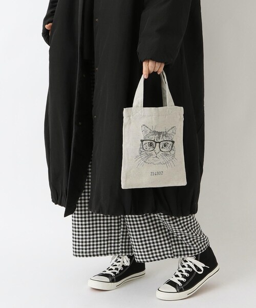 one'sterrace(ワンズテラス)の「ジャカードバッグ S グラスキャット(トートバッグ・レディース・アイボリー系8・01)」の8枚目の写真