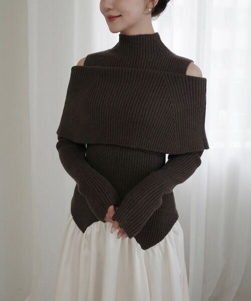 cle blatt(クレブラット)の「レイヤードオフショルダーニットドレス(ワンピース・レディース・ベージュ/ミント/ブラウン・MEDIUM)」の19枚目の写真