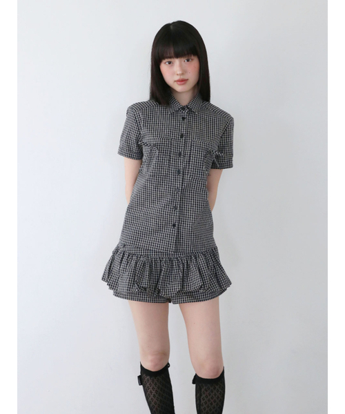 UGLY SHADOW(アグリーシャドウ)の「パンプキンスカートパンツ(チェックブラック)(スカート・レディース・その他・SMALL)」の2枚目の写真