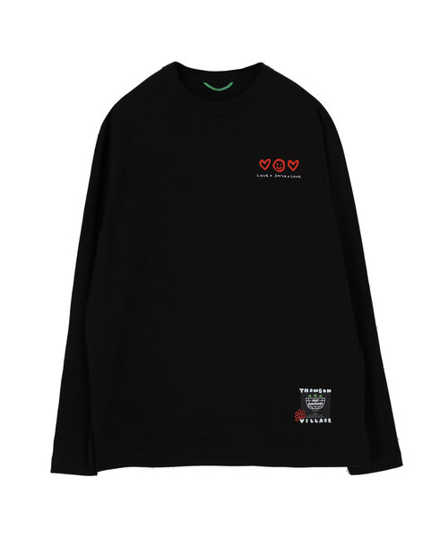 OURPOCKETS(アワーポケッツ)の「トムソンビレッジ ラブXスマイル ラウンドTシャツ (ブラック)(Tシャツ/カットソー・レディース・ブラック・MEDIUM/X-LARGE)」の1枚目の写真