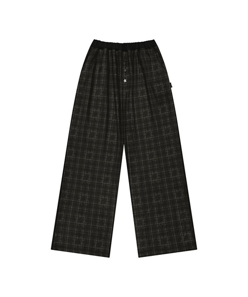 Check Sleep Jersey Pants / Black
