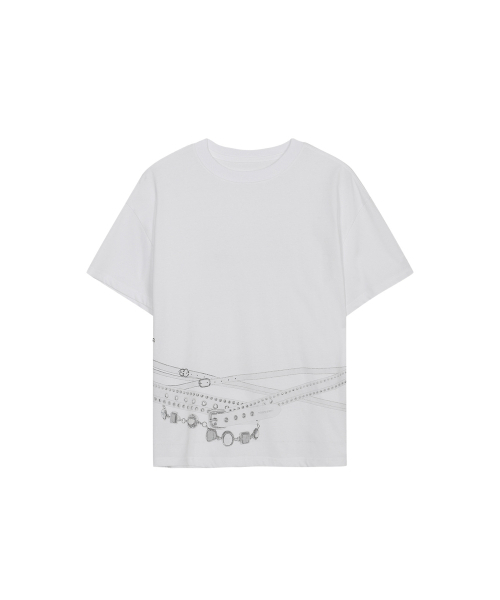 THREE TO EIGHTY(スリートゥエイティー)の「SNAP BELT GRAPHIC TEE WHITE(Tシャツ/カットソー・レディース・その他・FREE)」の4枚目の写真