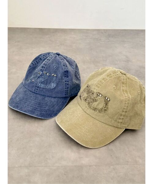 MURUA(ムルーア)の「パッチロゴスタッズキャップ(キャップ・レディース・ベージュ/ブラック/ブルー・FREE)」の7枚目の写真