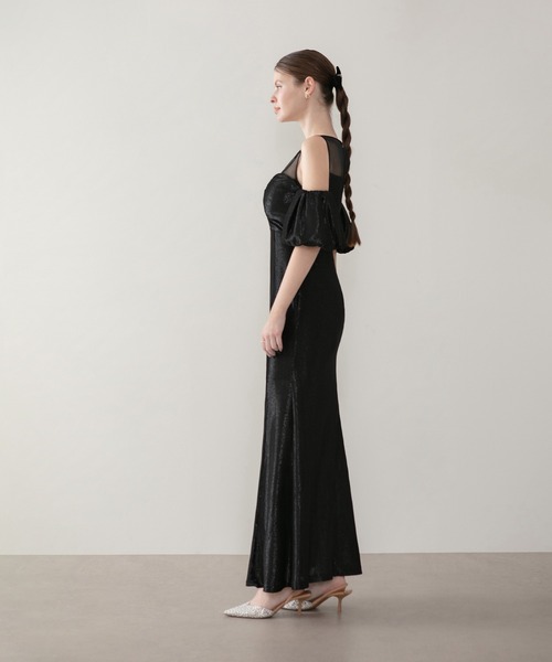 Leja(レジャ)の「【LEJA LUXE】ラメシャイニーシアーデコルテマーメイドドレスワンピース美脚効果結婚式 パーティードレス 成人式 二次会 同窓会 お呼ばれ オケージョン 20代 30代(ドレス・レディース・ブラック・SMALL/MEDIUM/LARGE)」の2枚目の写真