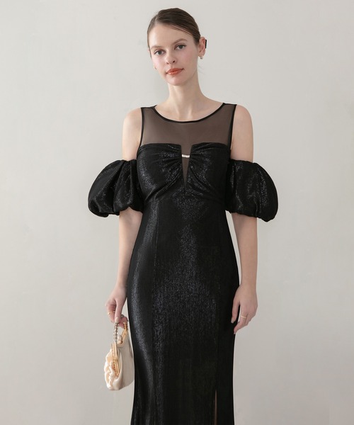 【美品】レジャ leja マーメイド パーティドレス Leja（レジャ）の「【LEJA LUXE】ラメシャイニーシアーデコルテ