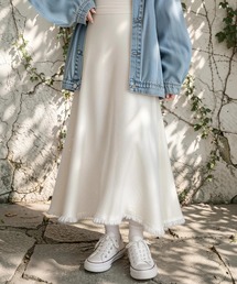 Aラインスカートフリンジニットスカート