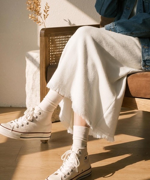 cammie(キャミー)の「Aラインスカートフリンジニットスカート(スカート・レディース・ホワイト/ブラック・F)」の5枚目の写真