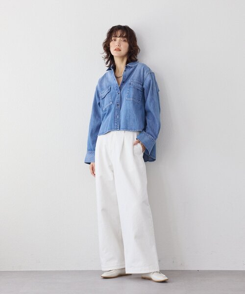 RIVE DROITE（リヴドロワ）の「【RIMH（リムエイチ）】バックフレアショートシャツ（シャツ/ブラウス・レディース・ブルー/サックスブルー・FREE）」の3枚目の写真