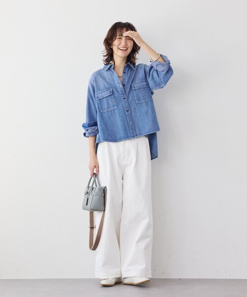 RIVE DROITE（リヴドロワ）の「【RIMH（リムエイチ）】バックフレアショートシャツ（シャツ/ブラウス・レディース・ブルー/サックスブルー・FREE）」の4枚目の写真