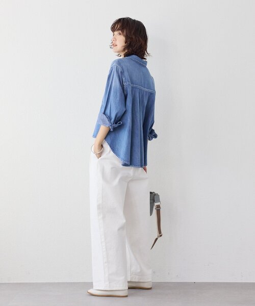 RIVE DROITE（リヴドロワ）の「【RIMH（リムエイチ）】バックフレアショートシャツ（シャツ/ブラウス・レディース・ブルー/サックスブルー・FREE）」の5枚目の写真