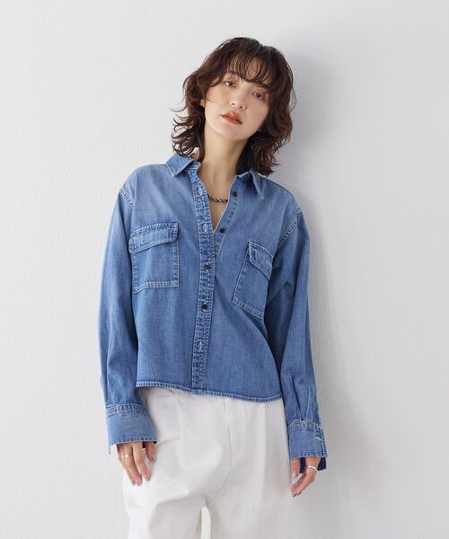 RIVE DROITE（リヴドロワ）の「【RIMH（リムエイチ）】バックフレアショートシャツ（シャツ/ブラウス・レディース・ブルー/サックスブルー・FREE）」の7枚目の写真