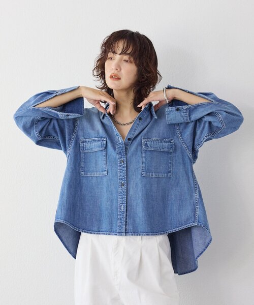 RIVE DROITE（リヴドロワ）の「【RIMH（リムエイチ）】バックフレアショートシャツ（シャツ/ブラウス・レディース・ブルー/サックスブルー・FREE）」の8枚目の写真