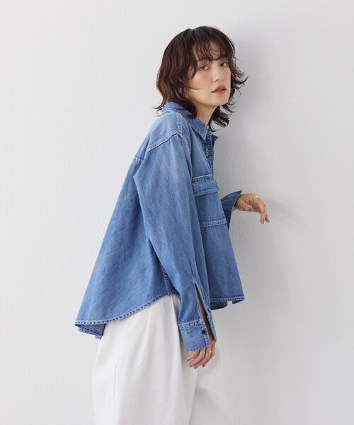 RIVE DROITE（リヴドロワ）の「【RIMH（リムエイチ）】バックフレアショートシャツ（シャツ/ブラウス・レディース・ブルー/サックスブルー・FREE）」の9枚目の写真